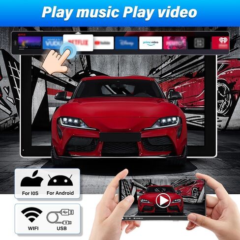 Car Radio for Dodge Charger 2008-2010 with Wireless Carplay Android Auto Double Din Head Unit, 10" Touchscreen Car Stereo w/GPS Bluetooth WiFi Navi Mirror Link FM RDS SWC Camera Mic, 2+32G in Kuwait