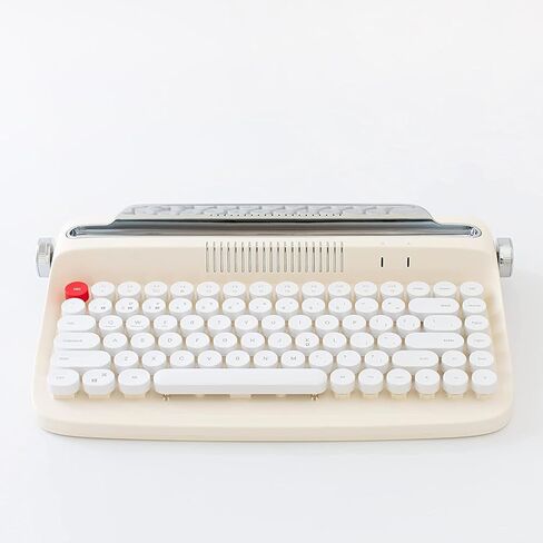Adventurers Wireless Retro Typewriter Keyboard,Bluetooth 5.0 Keyboard with Cute Round Keycaps/Tablet Holder, for Writers/Girlfriend(Ivory Butter) in Kuwait