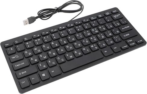 Yunseity Mini 78 Keys Wired Keyboard, Bilingual Russian Arabic and English USB Wired Computer Keyboard, Ultra Slim Full Sized Compact Ergonomic Keyboard for Desktops Laptops (Russian) in Kuwait