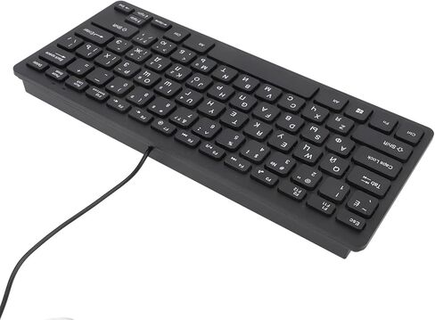 Yunseity Mini 78 Keys Wired Keyboard, Bilingual Russian Arabic and English USB Wired Computer Keyboard, Ultra Slim Full Sized Compact Ergonomic Keyboard for Desktops Laptops (Russian) in Kuwait