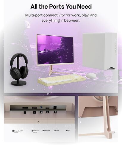 Pixio PX249 Wave Pink Rose Gold 24 بوصة 240 هرتز معدل التحديث FHD 1080p دقة لوحة IPS سريعة 1 مللي ثانية وقت استجابة GTG سماعات مدمجة للألعاب مع مزامنة تكيفية in Kuwait