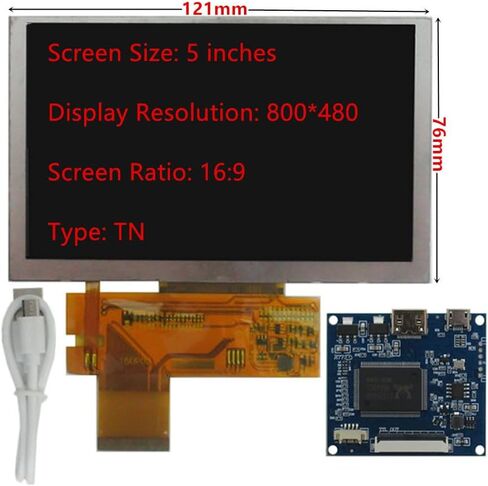 5-Inch 800×480 Portable DIY LCD Monitor Kit with Mini-HDMI Driver Board – Compatible with PC, Raspberry/Orange Pi, Gaming Consoles & Microscopes (Secondary Display Screen) in Kuwait
