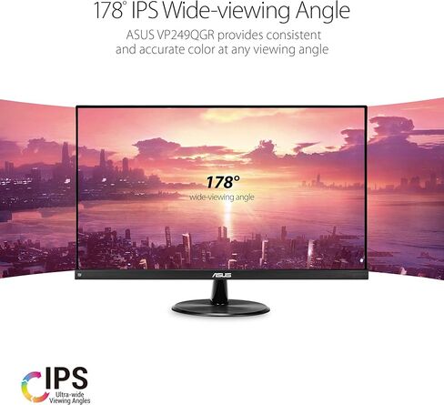 شاشة ASUS VP249QGR 23.8 للألعاب 144 هرتز Full HD (1920 x 1080) IPS 1ms FreeSync Extreme Low Motion Blur Eye Care DisplayPort HDMI VGA، أسود (متجدد) in Kuwait