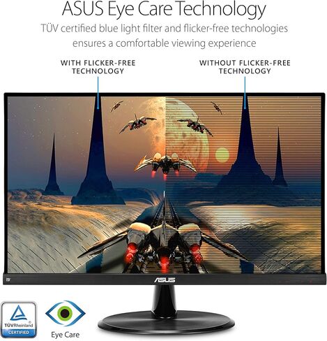 شاشة ASUS VP249QGR 23.8 للألعاب 144 هرتز Full HD (1920 x 1080) IPS 1ms FreeSync Extreme Low Motion Blur Eye Care DisplayPort HDMI VGA، أسود (متجدد) in Kuwait