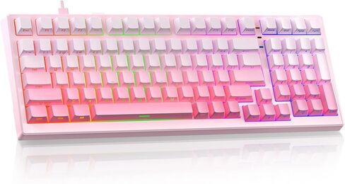 X98 Ultra Wireless Mechanical Keyboard,Hot Swappable Custom Keyboard with Number Pad,Linear Switches,Tri-Mode BT5.0/2.4GHz/USB-C,RGB Backlit Pink Gaming Keyboards for Win/Mac/PC in Kuwait