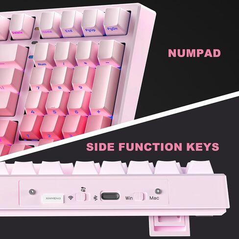 X98 Ultra Wireless Mechanical Keyboard,Hot Swappable Custom Keyboard with Number Pad,Linear Switches,Tri-Mode BT5.0/2.4GHz/USB-C,RGB Backlit Pink Gaming Keyboards for Win/Mac/PC in Kuwait