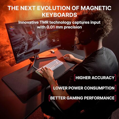 K5 Pro TMR Compact, Magnetic Wired Gaming Keyboard, Customizable MK Crystal Switches, Hot-Swap, Rapid Trigger, SnapKey, Sound Dampening, 8000 Hz, White in Kuwait