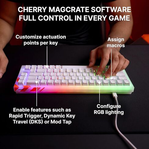 K5 Pro TMR Compact, Magnetic Wired Gaming Keyboard, Customizable MK Crystal Switches, Hot-Swap, Rapid Trigger, SnapKey, Sound Dampening, 8000 Hz, White in Kuwait