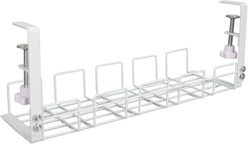 Under Desk Cable Management Tray, Steel Cord Organizer with Strong Weight Capacity, Easy Installation for Home Office Workstation (White) in Kuwait