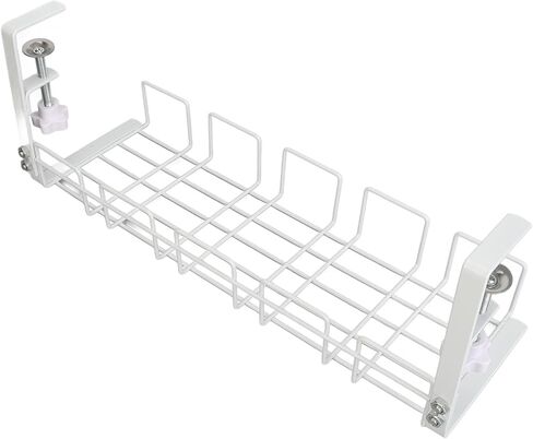 Under Desk Cable Management Tray, Steel Cord Organizer with Strong Weight Capacity, Easy Installation for Home Office Workstation (White) in Kuwait
