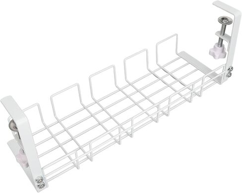 Under Desk Cable Management Tray, Steel Cord Organizer with Strong Weight Capacity, Easy Installation for Home Office Workstation (White) in Kuwait
