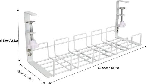 Under Desk Cable Management Tray, Steel Cord Organizer with Strong Weight Capacity, Easy Installation for Home Office Workstation (White) in Kuwait