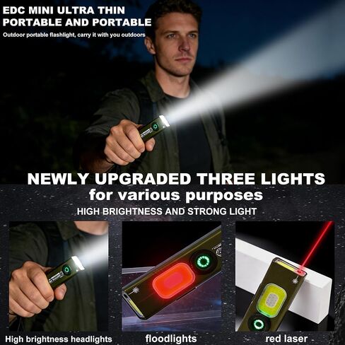 Flat Handheld Flashlights, Compact Multi-Mode Pocket LED Flashlight, Outdoor Work Light Clip Light with Magnetic Base, Mini Handheld Flashlight Outdoor Flashlights, for Everyday Carry & Travel in Kuwait