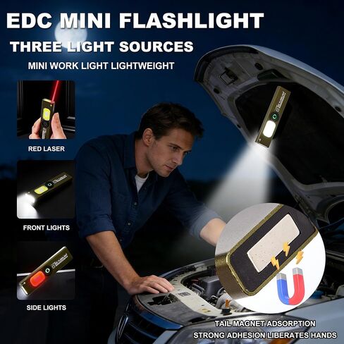 Flat Handheld Flashlights, Compact Multi-Mode Pocket LED Flashlight, Outdoor Work Light Clip Light with Magnetic Base, Mini Handheld Flashlight Outdoor Flashlights, for Everyday Carry & Travel in Kuwait