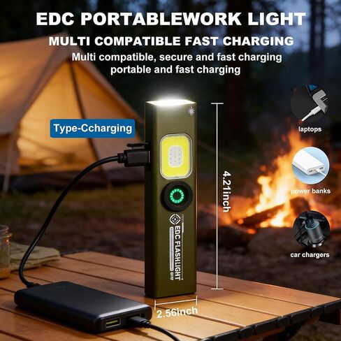Flat Handheld Flashlights, Compact Multi-Mode Pocket LED Flashlight, Outdoor Work Light Clip Light with Magnetic Base, Mini Handheld Flashlight Outdoor Flashlights, for Everyday Carry & Travel in Kuwait