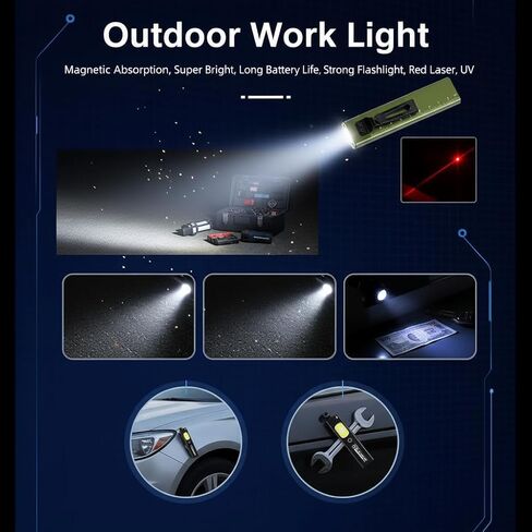 Flat Handheld Flashlights, Compact Multi-Mode Pocket LED Flashlight, Outdoor Work Light Clip Light with Magnetic Base, Mini Handheld Flashlight Outdoor Flashlights, for Everyday Carry & Travel in Kuwait