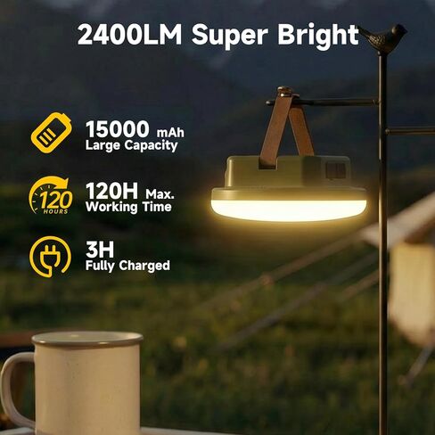 فانوس تخييم يعمل بالطاقة الشمسية قابل لإعادة الشحن مع جهاز تحكم عن بعد، ضوء خيمة LED 2400LM بقدرة 15000 مللي أمبير في الساعة يدوم حتى 120 ساعة، فوانيس شمسية مقاومة للماء للاستخدام الخارجي لانقطاع التيار الكهربائي، والطوارئ، والتخييم، والمشي لمسافات طويلة، in Kuwait