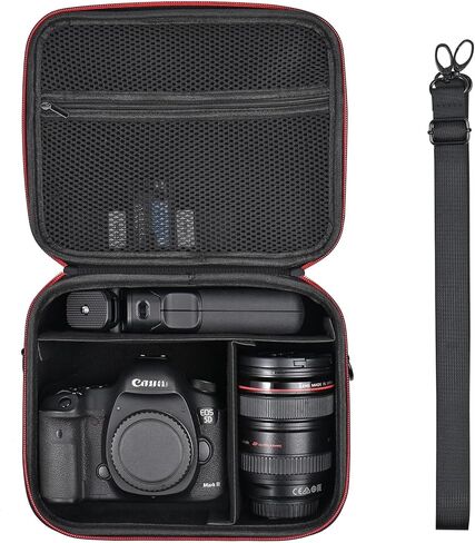 حافظة كاميرا متينة متوافقة مع كاميرا Canon EOS Rebel T7/R50/R6 Mark II/R100/R50 V/T6/R8/R10/R5 Mark II/RP/R7/5D IV/SL3/R5/T100 DSLR SLR، حامل ثلاثي القوائم مع 4 فواصل لحزام الكتف in Kuwait