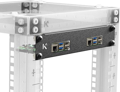 لوحة حامل KKSB مقاس 10 بوصات (10 بوصات) 1U لـ Raspberry Pi - تحمل لوحتين، وتدعم القبعات ومبرد Raspberry Pi الرسمي in Kuwait