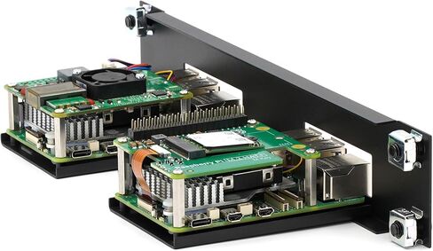 لوحة حامل KKSB مقاس 10 بوصات (10 بوصات) 1U لـ Raspberry Pi - تحمل لوحتين، وتدعم القبعات ومبرد Raspberry Pi الرسمي in Kuwait