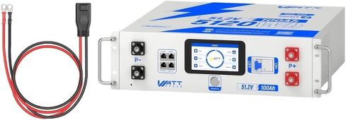 Wattcycle 48V 100Ah Server Rack Lithium-Ion Battery, 5120Wh, 3U Rack-Mountable, with 100A BMS and Cables in Kuwait