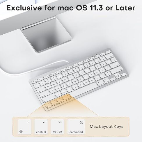 Emetok Wired Keyboard for Mac Users, No Need Charging, with USB-C & USB-A, 78-Key Compact Keyboard with Scissor-Key for MacBook Neo/Pro/Air 13-16", Mac mini/Pro, iMac, MacOS 11.3+, Silver in Kuwait
