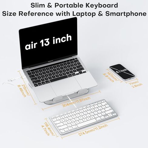 Emetok Wired Keyboard for Mac Users, No Need Charging, with USB-C & USB-A, 78-Key Compact Keyboard with Scissor-Key for MacBook Neo/Pro/Air 13-16", Mac mini/Pro, iMac, MacOS 11.3+, Silver in Kuwait