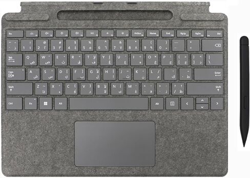 English and Arabic Pro 11 Bilingual Signature Keyboard with Slim Pen 2 Compatible with Microsoft Surface Pro 9 10 11 Keyboard Slim Pen, Platinum Grey in Kuwait