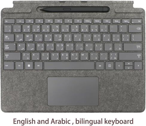 English and Arabic Pro 11 Bilingual Signature Keyboard with Slim Pen 2 Compatible with Microsoft Surface Pro 9 10 11 Keyboard Slim Pen, Platinum Grey in Kuwait