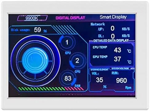 Dioche 3.5 Inch IPS Monitor Display USB Powered Computer Temp Monitor High Compatibility Sub-Screen for PC Case CPU GPU Temperature Monitoring 320x480 Resolution DIY Theme Editing in Kuwait
