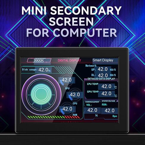 Dioche 3.5 Inch IPS Monitor Display USB Powered Computer Temp Monitor High Compatibility Sub-Screen for PC Case CPU GPU Temperature Monitoring 320x480 Resolution DIY Theme Editing in Kuwait