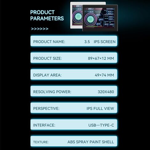 Dioche 3.5 Inch IPS Monitor Display USB Powered Computer Temp Monitor High Compatibility Sub-Screen for PC Case CPU GPU Temperature Monitoring 320x480 Resolution DIY Theme Editing in Kuwait