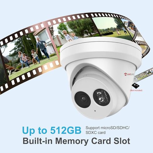 كاميرا Anpviz AcuSense 4K 8MP VCA Turret IP PoE في الهواء الطلق مع ميكروفون مدمج، عدسة ثابتة 2.8 ملم، 120 ديسيبل True WDR، IK10، H.265+، MD2.0، IP67، 3840 x 2160 @20 إطارًا في الثانية in Kuwait