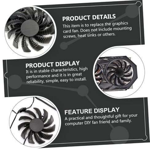 Kisangel Gpu Cooling Fan 2-pin 75mm Graphics Card استبدال مروحة متوافقة مع Pld08010s12h لمكونات الكمبيوتر وتبريد بطاقة الفيديو in Kuwait