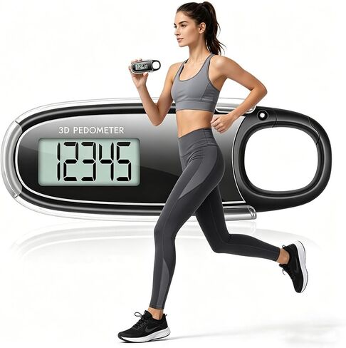 3D Pedometer Step Counter with Carabiner Clip, Digital LCD Display in Kuwait