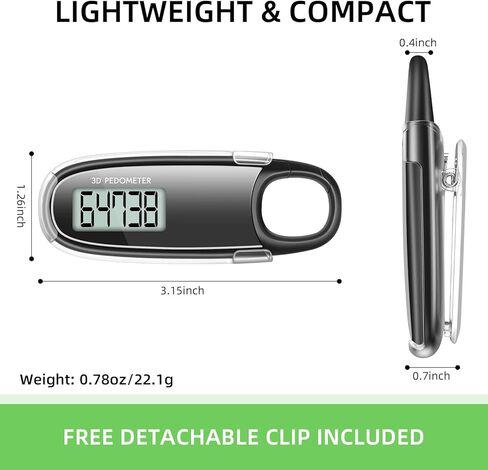 3D Pedometer Step Counter with Carabiner Clip, Digital LCD Display in Kuwait