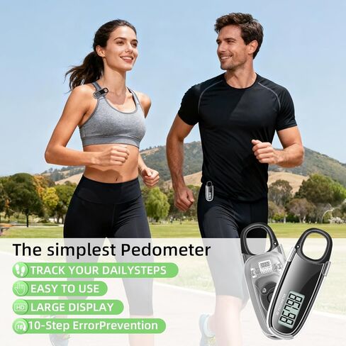3D Pedometer Step Counter with Carabiner Clip, Digital LCD Display in Kuwait