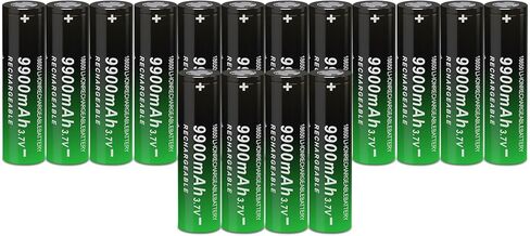 16 Pcs Ni-MH 3.7 V Flat Top Lithium Polymer Ion 18650 Rechargeable Battery Upgrade Capacity Batteries for Flashlights/Headlamp/Bluetooth Speaker/Remote Control（65 * 18 * 18mm） in Kuwait