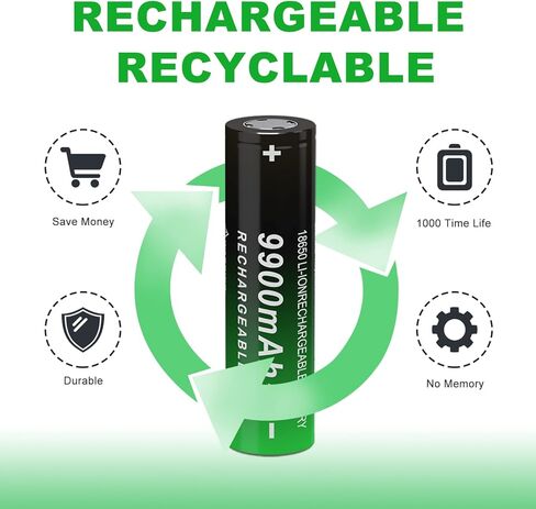 16 Pcs Ni-MH 3.7 V Flat Top Lithium Polymer Ion 18650 Rechargeable Battery Upgrade Capacity Batteries for Flashlights/Headlamp/Bluetooth Speaker/Remote Control（65 * 18 * 18mm） in Kuwait