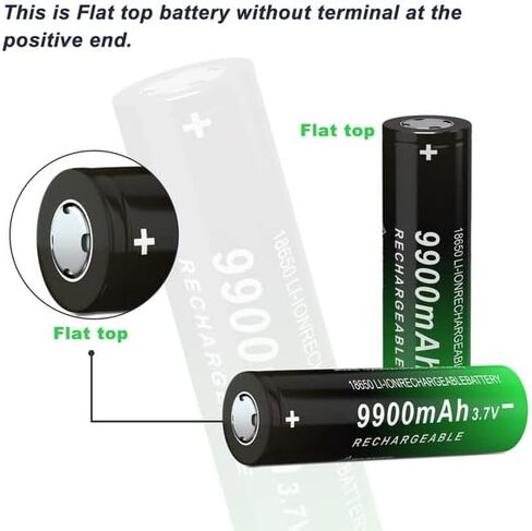 16 Pcs Ni-MH 3.7 V Flat Top Lithium Polymer Ion 18650 Rechargeable Battery Upgrade Capacity Batteries for Flashlights/Headlamp/Bluetooth Speaker/Remote Control（65 * 18 * 18mm） in Kuwait