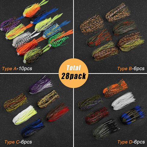 Jig Skirts Spinner Bait Skirt 28 Bundles Replacement DIY Fishing Lure Making Supplies Soft Skirt for Spinnerbaits Bass Fishing Jigs Buzzbait Squid Jigs Fishing Lure Skirts 50 Strands in Kuwait