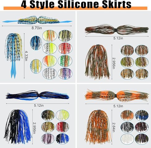 Jig Skirts Spinner Bait Skirt 28 Bundles Replacement DIY Fishing Lure Making Supplies Soft Skirt for Spinnerbaits Bass Fishing Jigs Buzzbait Squid Jigs Fishing Lure Skirts 50 Strands in Kuwait