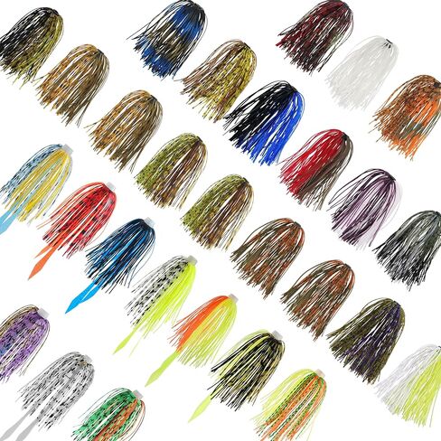 Jig Skirts Spinner Bait Skirt 28 Bundles Replacement DIY Fishing Lure Making Supplies Soft Skirt for Spinnerbaits Bass Fishing Jigs Buzzbait Squid Jigs Fishing Lure Skirts 50 Strands in Kuwait