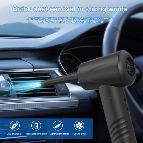 Compressed Air Duster,Electric Cordless Duster, High Power Air Blower for Computer Keyboard Cleaning with 3 Speed Settings, Rechargeable Dust Blower for Home Office Use in Kuwait