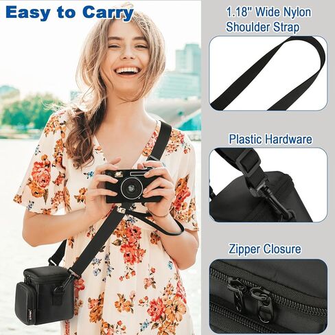 حقيبة حمل الكاميرا متوافقة مع الكاميرات الرقمية KODAK PIXPRO AZ405/AZ425/AZ255/AZ401/AZ421/AZ528، حقيبة تخزين وحقيبة حماية للكاميرا الرقمية مع حزام الكتف (الجراب فقط) in Kuwait