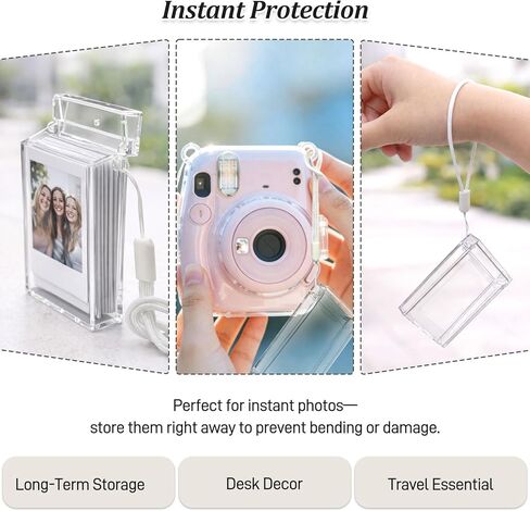 Mini Photo Holder Case for Fujifilm Instax Mini 12/11/90/40/9/8/7/7+/EVO, 3-Inch Instant Film Storage Pouch with Wrist Lanyard in Kuwait