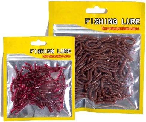 100-Piece 2-Color Simulated Earthworm Soft Lures, Bionic Fishing Baits Special Partner for Red Worm Rig Universal Fishing Tackle for Freshwater & Saltwater 1.57in 3.15in in Kuwait