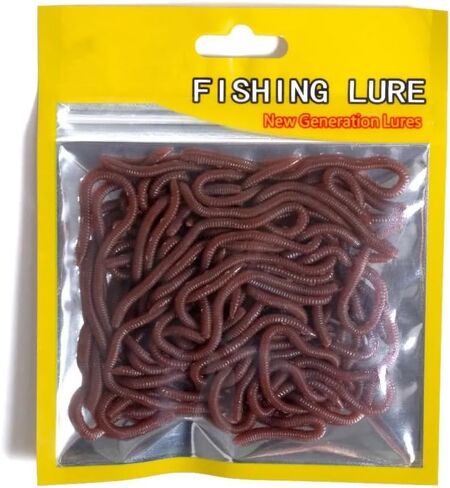 100-Piece 2-Color Simulated Earthworm Soft Lures, Bionic Fishing Baits Special Partner for Red Worm Rig Universal Fishing Tackle for Freshwater & Saltwater 1.57in 3.15in in Kuwait