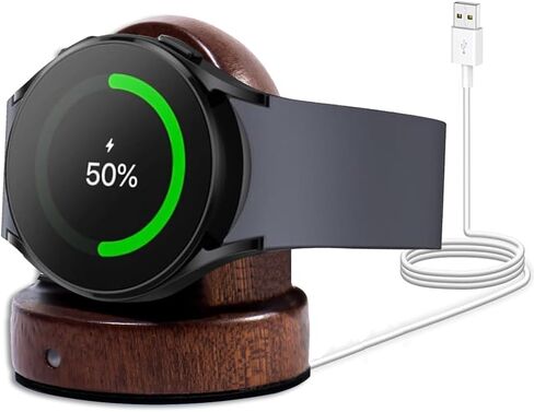 Wood Watch Charger Compatible with Samsung Galaxy Watch 8/7/6/6 Classic/ 5/5 Pro/4/4 Classic/3/Active 2 Charger Stand,Wireless Smart Watch Charger Magnetic for Samsung Watch,Gift for Men Women in Kuwait