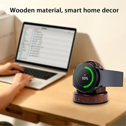 Wood Watch Charger Compatible with Samsung Galaxy Watch 8/7/6/6 Classic/ 5/5 Pro/4/4 Classic/3/Active 2 Charger Stand,Wireless Smart Watch Charger Magnetic for Samsung Watch,Gift for Men Women in Kuwait